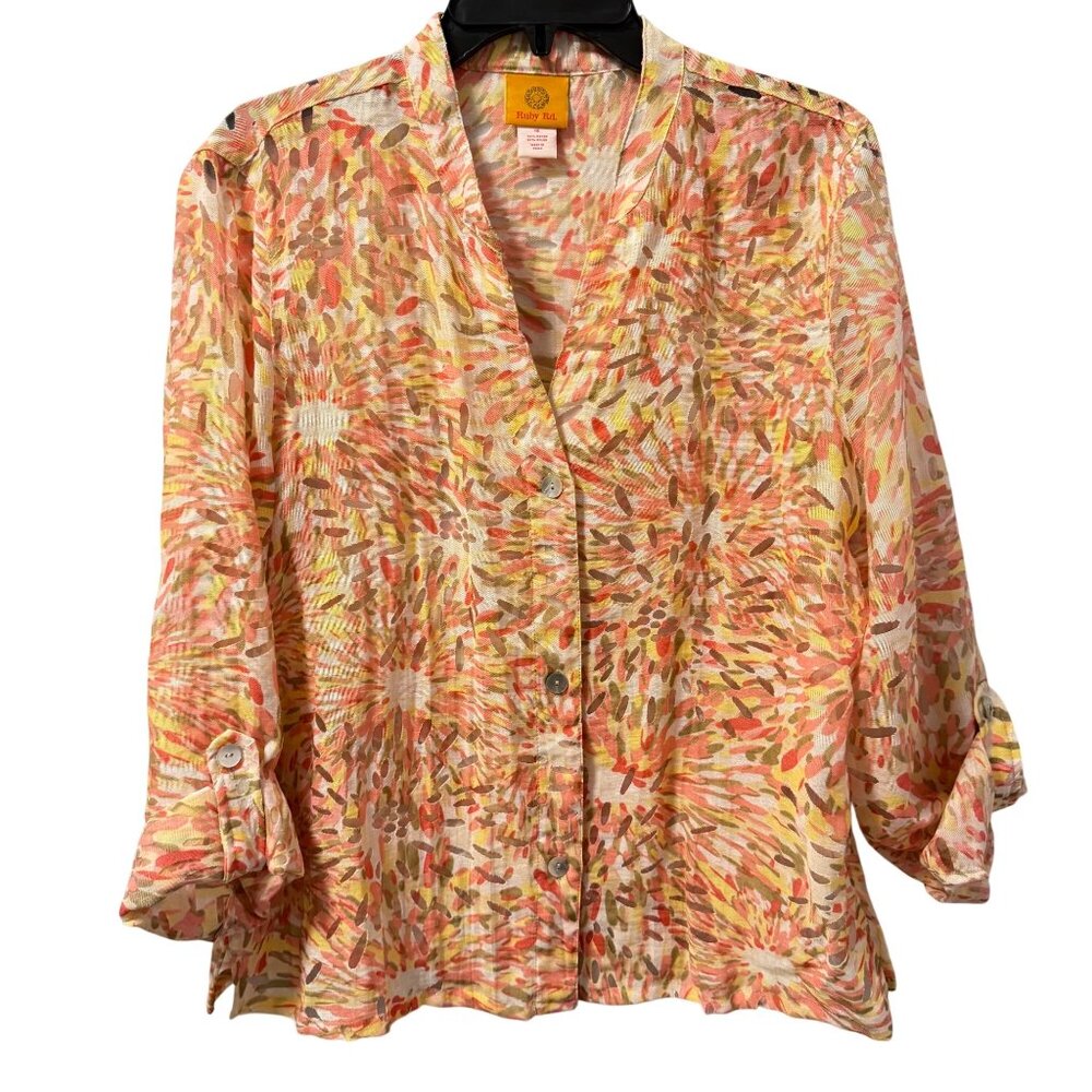Ruby Rd. Button-Up Lightweight Blouse Size 14 Abs… - image 1